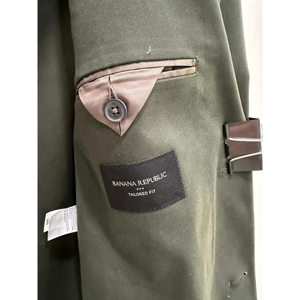 Banana Republic Mens Tailored Fit Blazer 46R Olive Green 2-Button Sport Coat